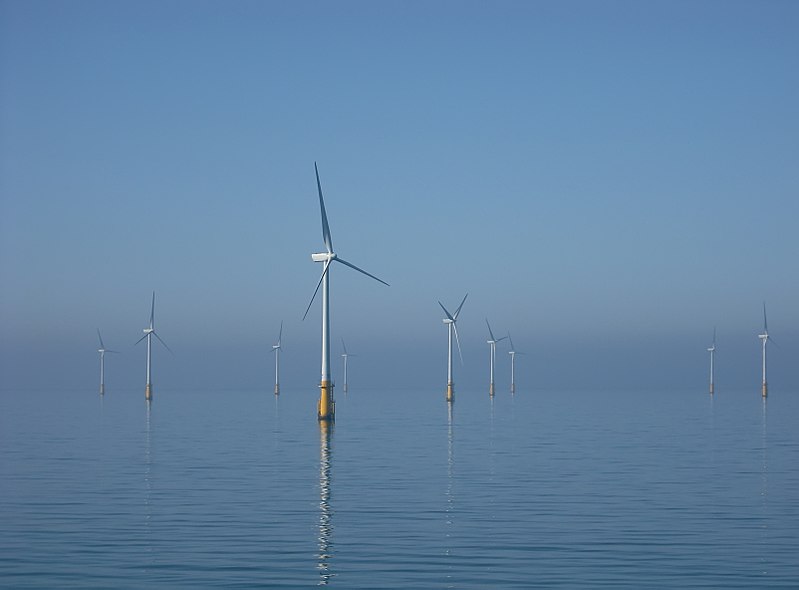 Offshore wind turbines at sea